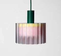 Suspension, Gigi N°2, câble vert forêt, jaune, rose, L19cm, H19cm - Warren & Laetitia