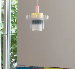 Suspension, Gigi XL n°5, câble rose, jaune, lilas, vert, Ø28,5cm, H22,5cm - Warren & Laetitia