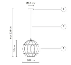 Suspension, Ginger sphère, verre fumé, IP44, Ø27cm, H26cm - Karman