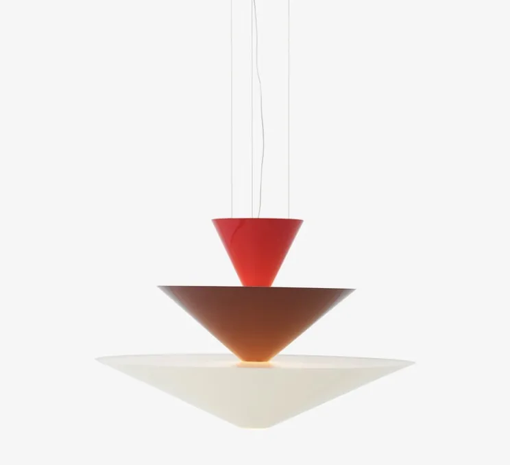 Suspension, Gio LN15, rouge vermillion, burgundy foncé, blanc écru, LED, 2600K, Ø92cm, H61cm - Andtradition