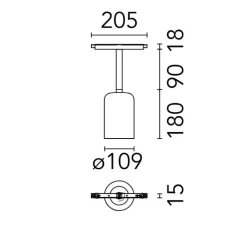 Suspension, Glass Downlight 110, noir fumé, LED, 3000K, 510 lm, L20,5cm, H17,18cm - Flos