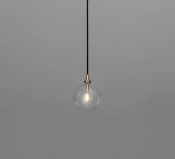 Suspension, Glass Globe 150, laiton brossé, verre transparent, Ø15cm, H15cm - Schwung