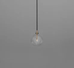 Suspension, Glass Globe 150, laiton brossé, verre transparent, Ø15cm, H15cm - Schwung