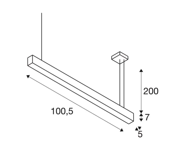 Suspension, Glenos, noir, LED, dim, 4000k, 3300 lm, L105cm, H7cm - Slv