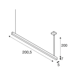 Suspension, Glenos, noir, LED, 4000K, 6600 lm, L205cm, H7cm - SLV