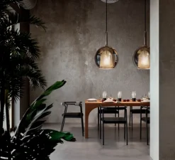 Suspension, Glo Maxi, effet miroir or, avec rosace blanche, On/Off, Ø55cm, H80cm - Penta