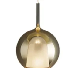 Suspension, Glo Maxi, effet miroir or, avec rosace blanche, On/Off, Ø55cm, H80cm - Penta