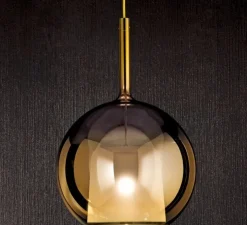 Suspension, Glo Maxi, finition miroir 4ever, avec rosace noire, DALI, Ø55cm, H80cm - Penta