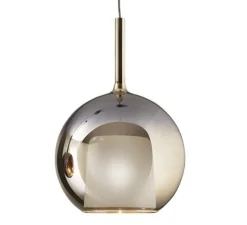 Suspension, Glo Maxi, finition miroir 4ever, avec rosace noire, DALI, Ø55cm, H80cm - Penta