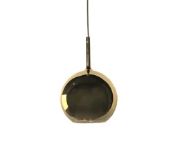Suspension, Glo Medium, effet miroir or, avec rosace blanche, On/Off, Ø25cm, H38cm - Penta