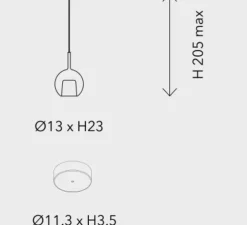 Suspension, Glo Mini, effet miroir transparent, rosace blanche, on/off, câble de 2m, Ø13cm, H23cm - Penta