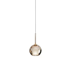 Suspension, Glo Mini, effet miroir rose doré, rosace blanche, on/off, câble de 4m, Ø13cm, H23cm - Penta