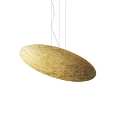 Suspension, Gong, feuille d'or, LED, 3000K, 5155lm, Ø60cm, H6,6cm - Panzeri