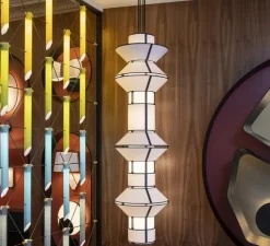 Suspension, Grand Tower, blanc & noir, Ø40cm, H152cm - DesignHeure