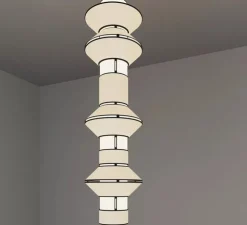 Suspension, Grand Tower, blanc & noir, Ø40cm, H152cm - DesignHeure