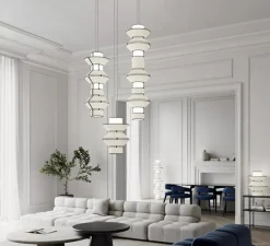 Suspension, Grand Tower, blanc & noir, Ø40cm, H152cm - DesignHeure