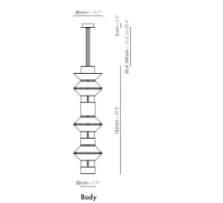 Suspension, Grand Tower, blanc & noir, Ø40cm, H152cm - DesignHeure