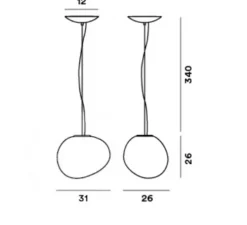 Suspension, Gregg Outdoor Media, blanc, IP44-68, L31cm, H24cm - Foscarini