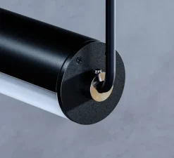 Suspension, Grip, noir, verre opal, IP40, LED, 3000K, 3399 lm, Ø2,8cm, H141cm - Beneito Faure