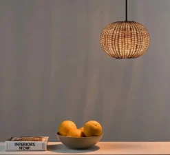 Suspension, Haka 250, noir, rotin, Ø25cm, H19cm - Faro