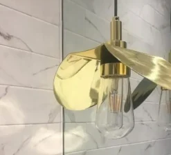 Suspension, Hali, laiton Poli, verre transparent, IP65, L28cm, H22- Mullan Lighting