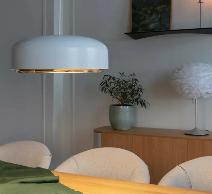 Suspension, hazel medium, blanc, LED, dim, 3000K, 1100 lm, Ø40cm, H16cm - Umage