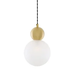 Suspension, Helena, laiton satiné, verre givré, Ø15cm, H24cm - Mullan Lighting