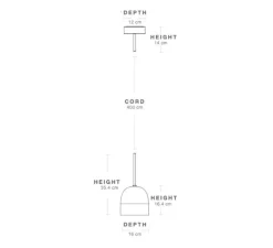 Suspension, Howard, blanc, laiton, Ø16cm, H35,4cm - Gubi