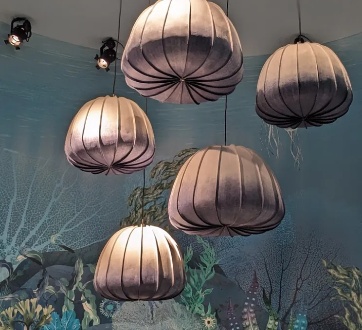 Suspension, Hozuki Indigo M, Blanc, bleu, Ø50cm, H40cm - Ay Illuminate