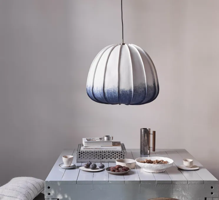 Suspension, Hozuki Indigo S, Blanc, bleu, Ø39cm, H35cm - Ay Illuminate