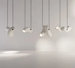 Suspension, Hyphen , Porcelaine naturelle, L29cm, H24cm, 3000K, 2000lm - Darmes