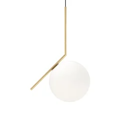 Suspension, IC Lights S2, opalin et laiton brossé, Ø30cm, H70,2cm - Flos