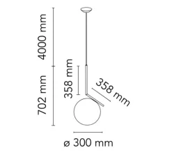 Suspension, IC Lights S2, opalin et laiton brossé, Ø30cm, H70,2cm - Flos