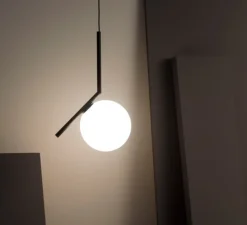 Suspension, IC Lights Suspension 2, opalin et noir, Ø30cm, H70,2cm - Flos