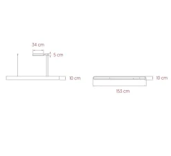 Suspension, I-Club Slim, gris, LED, 3000K, 2098lm, L153cm, H10cm - LZF