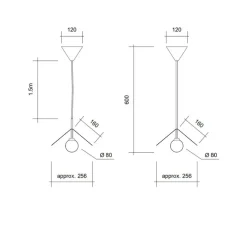 Suspension, Ilios cable tissu, noir et or, Ø25,6cm, H26cm - ATELIER ARETI