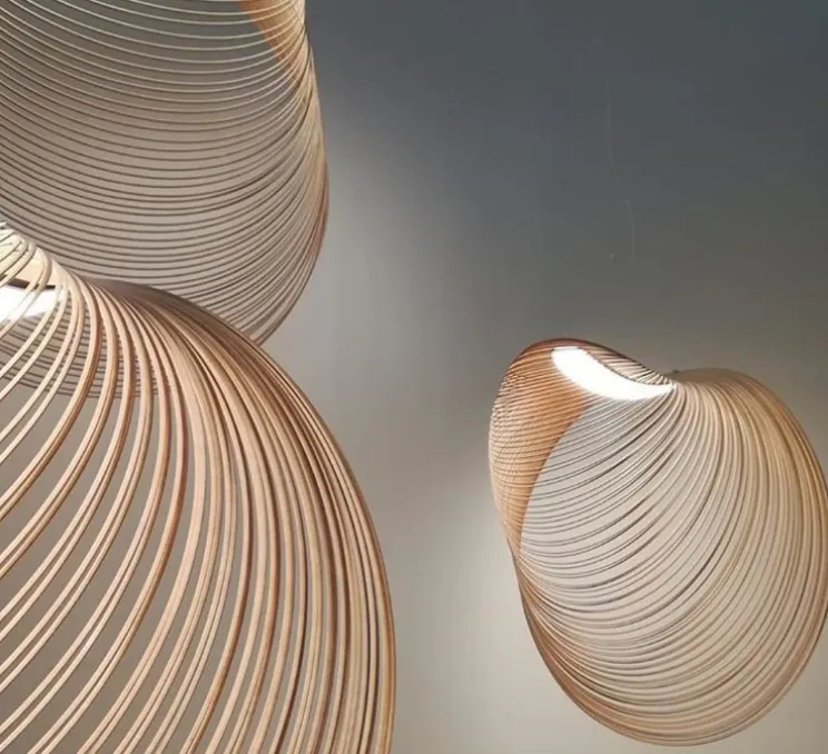 Suspension, Illan 80, dimmable coupure de phase, bouleau, LED, 2700K, Ø80cm, H80cm - Luceplan