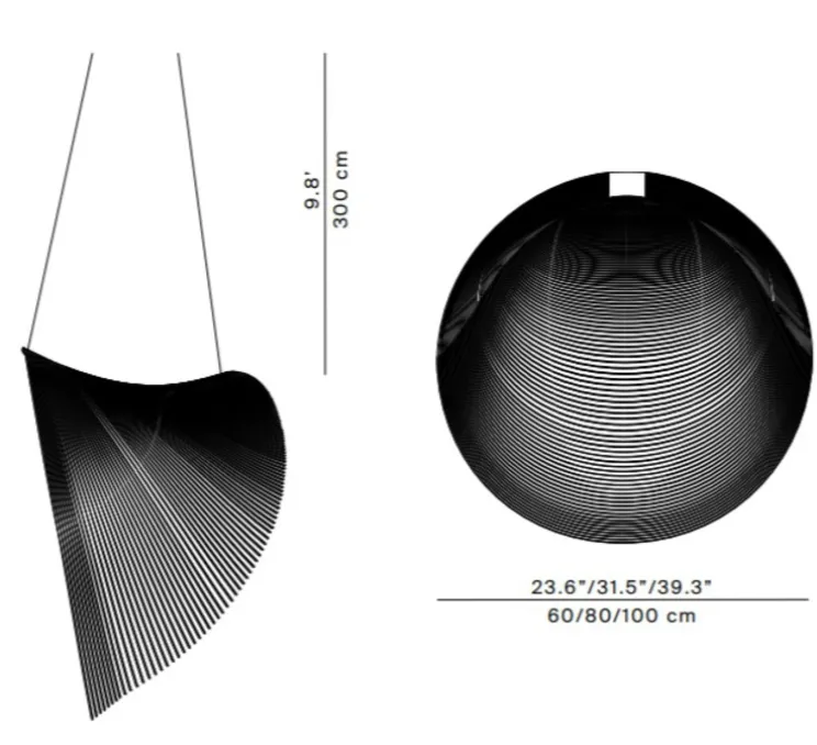Suspension, Illan 100, dimmable coupure de phase, bouleau, LED, 2700K, Ø100cm, H100cm - Luceplan