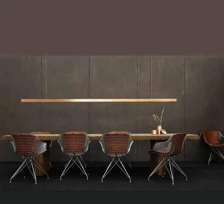 Suspension, I-Model Cord, cuvire brossé, LED, dim, 2700K, 4260 lm, L300cm, H5,3cm - Anour