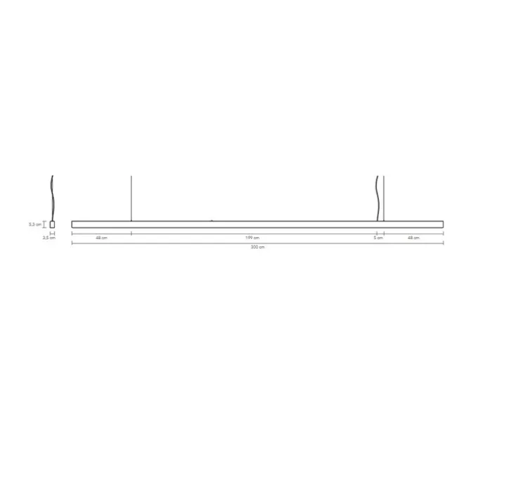 Suspension, I-Model Cord, cuvire brossé, LED, dim, 2700K, 4260 lm, L300cm, H5,3cm - Anour