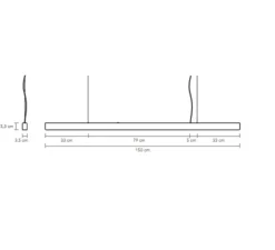 Suspension, I-Model Cord, laiton brossé, LED, dim, 2700K, 2130 lm, L150cm, H5,3cm - Anour