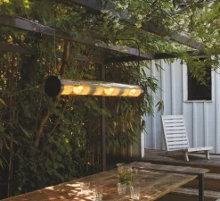 Suspension, In the tube 120-1300 horizontal, dorée, maille argentée, Ø14cm, P132cm - Dcw editions