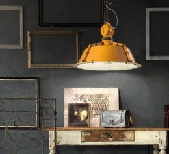 Suspension, Industrial C1720, jaune vintage, Ø52cm, H36cm - Ferroluce