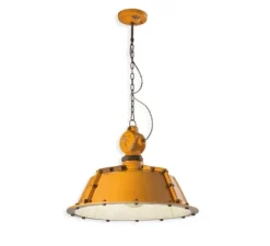 Suspension, Industrial C1720, jaune vintage, Ø52cm, H36cm - Ferroluce
