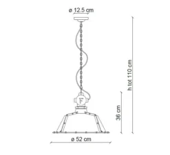 Suspension, Industrial C1720, jaune vintage, Ø52cm, H36cm - Ferroluce