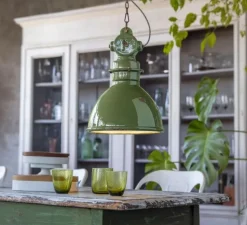 Suspension, Industrial C1755, vert sauge, Ø30cm, H45cm - Ferroluce
