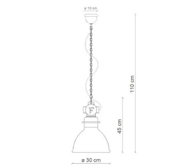 Suspension, Industrial C1755, vert sauge, Ø30cm, H45cm - Ferroluce