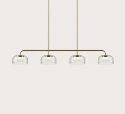 Suspension, Ipon C1316/4, laiton et verre transparent, LED, dim, 2700K, 2100 lm, L141,5cm, H205cm-Aromas del Campo