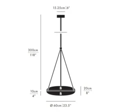 Suspension, Iris 60, B/B, noir mat, LED, dim, 230V, 2700k, Ø60cm, H20cm - A-N-D