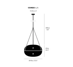 Suspension, Iris, A/A, noir, LED, dim, 1-10V, 2700k, Ø90cm, H60cm - A-N-D